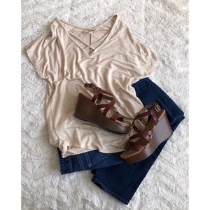 Pink Rose Cream Flowy Crisscross Top